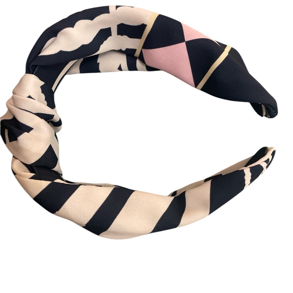 Anthropologie Everly Knot Scarf Silk printed Knotted Headband unique blue white